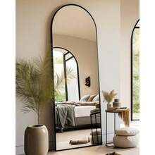 Arched Full Length Mirror 1858 Standing Mirror With Stand Or Wall Mounted For Bedroom And Living Room Black - 黑色 - 查看 1