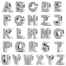 1pc Letter A Alphabet Charm, Sparkling 26 Letter Charms, Suitable For Bracelet Diy Jewelry Making, Best Birthday Meaningful Gift To Family, Friend, Lover - Beige - View 1