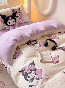 Sanrio 2/3pcs  Bedding Set - /// (1pc Duvet Cover + 1/2pc Pillowcase, No Filling) Cute Cartoon, Full Size, Soft & Comfortable, Suitable For Dorm, Home Bedroom, Hotel, All Seasons, With Zipper Closure And Pillowcase, Multi-Color, Durable, Oversized Bedding Set - White Coulomi - View 7