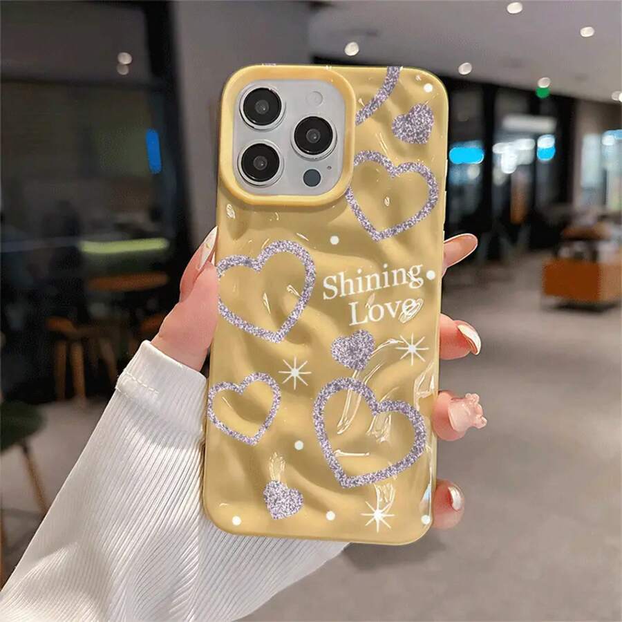 Patrón de amor con brillo de teléfono, teléfono con patrón de meteorito 11 12 13 14 15 16 Plus Pro Pro Phone, de moda y de calidad, regalo de primera elección - Colores mixtos 2 - Ver 1