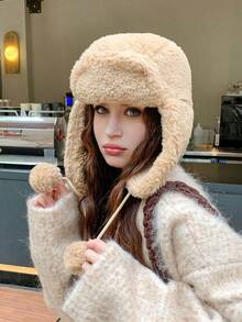 قبعة نسائية من نوع Trapper بألوان متباينة، محبوكة بسمك مناسب للطقس العادي والأنيق، متعددة الاستخدامات مناسبة للخارج والتزلج والدراجات والسفر والحفلات والاستخدام اليومي في فصلي الخريف والشتاء