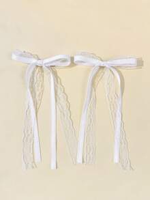 2件套女士时尚优雅休闲纯色少女蕾丝蝴蝶结发夹和鳄鱼夹发饰，适合日常通勤、节日、派对、生日、外出、拍照等各种场合。送给闺蜜的绝佳礼物，包括发夹、发爪、发卡、鳄鱼夹、发夹等，秋季时尚，蝴蝶结，可爱，头部配饰 - 彩色 - 查看 15