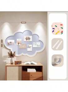 粉色云形公告板 - 聚酯毡墙面装饰，带有可爱的兔子图案，椭圆形信息和照片展示，适用于创意卧室或客厅装饰，照片展示板 | 现代公告板 | 软公告板，卧室墙壁海报