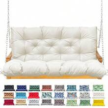 Porch Swing Cushion With Backrest Waterproof Bench Cushion For Outdoor Furniture 23 Seater Replacement Thickened Swing Cushion With Ties Patio Outdoor Backyard And Garden Cream 60x40in - 奶油 - 查看 1