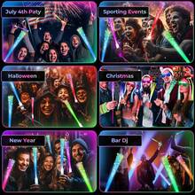 6pcs Colorful Fiber Optic Glow Sticks, LED Glow Sticks Bulk Flashing Wands For Christmas, Concerts, Party Favors, Stage Props, Weddings, Parties, Valentine's Day, Photography Atmosphere Decor, Birthday, Guests, DJ, Music Festivals, Celebrations, Memorable Neon Light Parties, Gifts, Halloween, New Year's Eve And Christmas Celebrations, Photography Atmosphere Decor