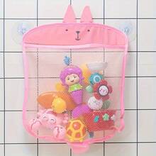 Cartoon Grid Toy Storage, Colorful Multifunctional Organizer Bag, Suitable For Kitchen Bathroom Children's Bath Toys, Suction Cup Bathroom Hanging Bag, Hanging Bathtub Storage Basket, Organize Stylish Toys And Bathroom Supplies, Bathroom Accessories