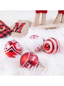 24/12/4 quả bóng lấp lánh Giáng sinh, bóng trang trí Giáng sinh hình bông tuyết đỏ và trắng, bóng treo lấp lánh dùng để trang trí cây thông Noel, tiệc tùng ngày lễ và lễ kỷ niệm ngoài trời, quà tặng Giáng sinh cổ điển và đồ trang trí nhà cửa, trang trí năm mới - Nhiều màu - Xem 9