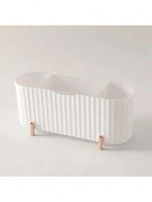 1 pieza Caja de almacenamiento de maquillaje de gran capacidad para escritorio con tapa antipolvo, adecuada para la organización del escritorio en el hogar