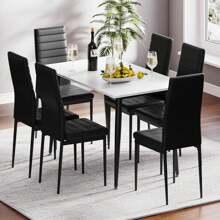 White Table and 6 Black Chairs
