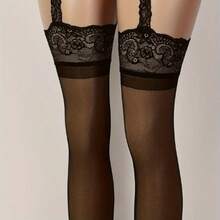 大码女士性感蕾丝边吊袜带，免脱丁字裤，弹力高腰紧身打底裤，约会之夜丁字裤，性感内衣，大胆异域风情内衣，时尚提花紧身裤，性感半透明高弹力连裤袜，镂空提花塑身打底袜，复古渔网袜 - 彩色 - 查看 3