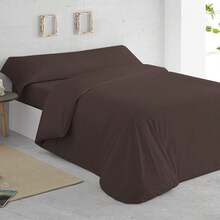 Sábana individual de 3 piezas con funda nórdica, sábana bajera y funda de almohada, sin relleno, ropa de cama súper suave, adecuada para camas de 90/105/135/150/180/200 cm - Marrón - Ver 2