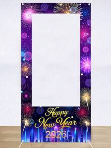 1件2026新年派对烟花拍照背景布，绚丽的烟花图案，2026新年派对装饰道具，庆祝2026新年主题派对悬挂装饰横幅，2026新年快乐拍照道具，新年礼物，新年快乐装饰用品，主题派对背景悬挂装饰，派对礼物 - 新年主題煙火 - 查看 10