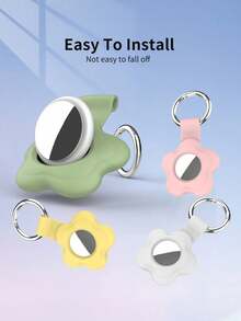 1pc Flower Shaped Silicone Protective Case With Keychain, Compatible With Apple AirTag Tracker, For Backpack, Keys, Pets And Other Items Anti-Lost Protection