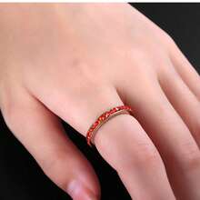 1pc Luxury Birthstone Eternity Band Stainless Steel Stackable Ring For Women, 12 Colors Available, High-Quality Jewelry, Ideal For Valentine's Day, Engagement, Anniversary, Birthday Gift - Silver - View 11