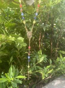 1pc Virgin Mary Rosary Beads Stainless Steel Cross Pendant Y Necklace For Women Religious Jewelry