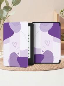 紫色奶油色心形抽象图案保护壳适用于 iPad Air 4/5 10.9 英寸、iPad 7/8/9/10.2 英寸、iPad 第 10 代，也适用于 Kindle Paperwhite 第 12 代 2024、Kindle 第 11 代 2022 发行版和 Galaxy Tab S6 Lite 10.4 英寸，具有自动睡眠/唤醒功能 - 彩色 - 查看 10