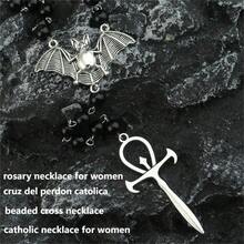 Ankh Cross Bat Necklace Religious Grunge Gothic Vampire Black Long Rosary Beaded Ancient Egyptian Necklace For Women2025 - 1 - Xem 4