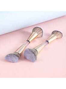 4-In-1 Multifunctional Makeup Brush, Detachable Brush For Contouring, Foundation And Touch-Ups, Transparent Model, Portable, Long And Soft Bristles - Dorado - Ver 2