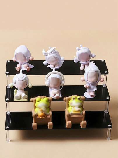 1pc Black Acrylic Stepped Desktop Storage Rack, Black Acrylic Stepped Perfume, Figurine, Office Supplies Multi-Purpose Tiered Display Shelf