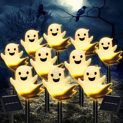 5 Pieces Of Solar Ghost Lawn Lights, Solar LED Lighting, Nickel Hydrogen Batteries, Suitable For Halloween Parties, Porch And Yard Decorations, Gardens, Lawns And Terraces, Solar Garden Decorations, Outdoor Solar Lights, Holiday Decorations, Holiday Shoppers, Event Organizers