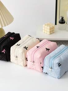 返校季新款蝴蝶结铅笔盒 – 大号，可兼作化妆包，小巧可爱，极具ins风，容量大，女孩文具收纳包，学习用品 - 彩色 - 查看 5