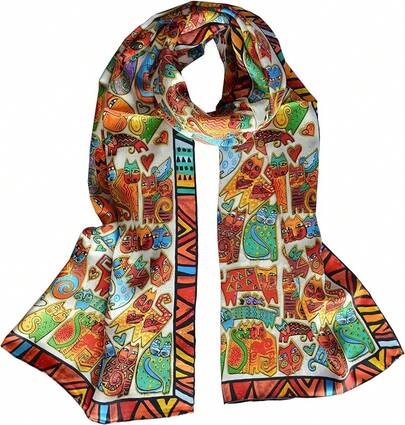 Van Gogh And Claude Monets Paintings, Fashion Silk Scarf Premium Shawl Wrap Art (Van Gogh - Starry Night)Halloween