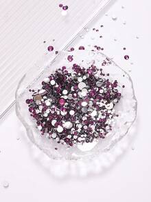 2MM-6MM, 5 Sizes Mix, 2000pcs/Pack, Non-HotFix, Multi Colors, Glue On Round Flatback Crystal Rhinestones Gems Jewelry Beads DIY Diamond Design Accessories Glitter Decal Decorations For Phone Cover,Clothes,Bag,Shoes, Handicraft Products.