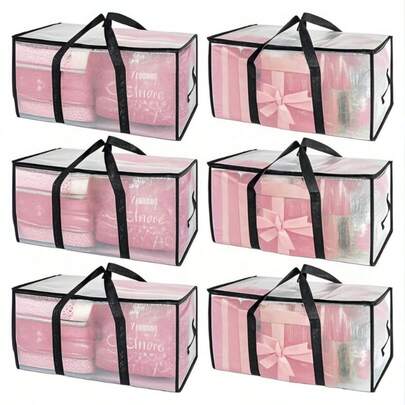 Heavy Duty Clear Moving Storage Bags With Zippers, 24 Gallons, For Quilts (6 Pack)