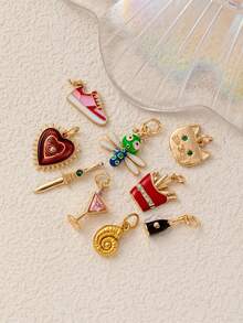 1pc Cute & Fashionable Cat Heart Dragonfly Shell Pendant, 18K Gold Plated, Easy To Match And Showcase Feminine Charm, Suitable As A Delicate Pendant For DIY Jewelry, Necklace, Bracelet, Earrings, Keychain, Bag Accessories, Women's Jewelry Accessories, Wallet Accessories, Pendant, DIY Accessories, Women's Jewelry Gifts - Multicolor - View 8