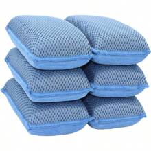 Miracle Microfiber Kitchen Sponge By ScrubIt 6 Pack NonScratch Heavy Duty Dishwashing Cleaning Sponges Machine Washable Blue