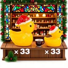 66pcsMini Resin Duck Miniature Santa Hat Duck Doll Decoration For Christmas, Crafts, Dollhouse, Slime, Home Decoration-Perfect Christmas Gift