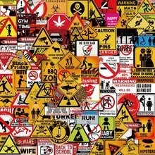 203pcs Warning Sign Stickers For Water Bottles, Skateboards, Luggage, Phone Cases, Laptops, Decorative Stickers
