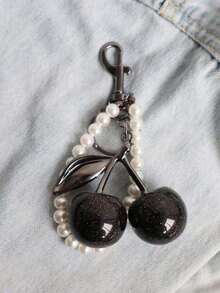 1pc Chic Cherry Keychain With Sparkling Resin Pendant - Alloy Customizable C-Hook Closure For Women's Wallets & Bags Ideal Gift For Family Friends And Couples Valentine's Day Gift Valentines Bracelets Valentines - 彩色 - 查看 2