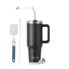 1pc WATERSY Travel Mug Coffee Cup 40oz/1182ML 30OZ/891ML 20OZ/591ML Tumbler Straw Lid And Handle, Stainless Steel Double Wall Vacuum Insulated Coffee Water Bottle Thermal For Cold Hot Coffee, Suitable For School, Camping And Hiking - Multicolor - View 31