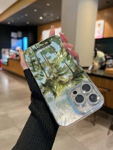 1件清新療癒Ins風透明手機殼，冰藍紋理背景，棕櫚椰子樹香蕉葉熱帶風景，手寫英文「Humour」字樣，夏日度假氛圍，中性全包防摔軟殼，適用全系列，相容機型：iPhone17/17Pro/17ProMax/16/16Plus/16ProMax/16e/15ProMax/11/12/12Pro/12ProMax/13/13Pro/13ProMax/14/14Pro/14ProMax - 精孔漩渦 - 查看 5