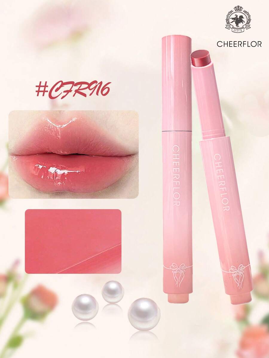 CHEERFLOR 光泽果冻镜面唇膏，轻盈透明，保持颜色，保湿，含植物提取物，含透明质酸和库尼奥利籽油和白池花籽油，钻石丰唇光泽，日常彩妆，
