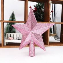 4pcs Cute Christmas Tree Topper Star Ornaments, Colors: Pink, Gold, Silver, Red - Pink Christmas Tree Top Five-pointed Star - View 2