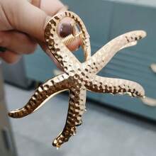 1 Stück kleine & große Damen Gold Seestern, Muschel, Konchen Design elegante Mode Metall Haarklammer, geeignet für Damen Strandurlaub Frisuren, Urlaubsgeschenk Haaraccessoires Herbst Mode Damen Haarspange Winter - Großer Seestern-Greifer - Übersicht 8