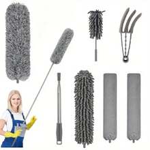 Ceiling Vacuum Cleaner With Extension Pole, Spider Web Cleaning Brush, Cleaning Kit For Vacuum Cleaner And Ceiling Fan, 15-100 Inch Stainless Steel Telescopic Pole, Washable (Handle Style May Vary Due To Product Batch, Which Is Normal And Does Not Affect Use) - Multicolor - View 11