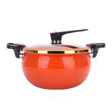 7L Enamel Micro Pressure Cooker, Fast Cooking Pot With See-Through Lid, Non-Stick & Induction Compatible, For Stew/Soup/Rice - Orange - View 2