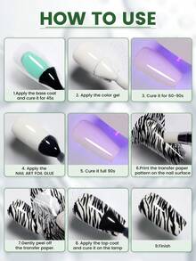 YOKEFELLOW 16ML NAIL ART FOIL GLUE With Good Viscosity & Strong Adhesion, Foil Transfer Gel For Nails Stickers Transfer, Nail Art Gel Nail Polish Soak Off LED Lamp And Women For Manicure DIY At Home Gifts. - 彩色 - 查看 6