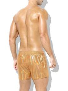 Men's Holographic Metallic Short Sparkly Shiny Short Pants Rave Outfit Hot Shorts With Pockets And Drawstrings - A2-gold-ck3118 - View 11