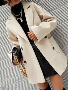 Modischer & vielseitiger einfarbiger Doppelreiher Mantel, Herbst/Winter