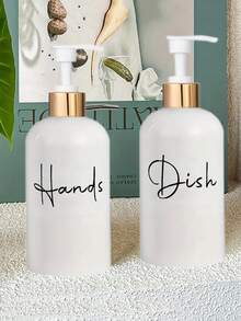 2 件 17 盎司洗手液分配器空乳液泵瓶，可再填充液体洗洁精瓶，适用于浴室、厨房水槽 - 白色 - 查看 6