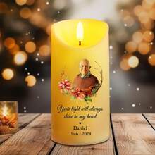 1 nến LED tưởng niệm cá nhân hóa, có thể tùy chỉnh ảnh và tên, tưởng nhớ người thân yêu, tạo hiệu ứng ánh nến sống động như thật, ghi nhớ những khoảnh khắc quý giá, quà chia buồn, quà Giáng sinh cho gia đình, tạo không khí ấm áp cho gia đình. - Phong cách 2 - Xem 3