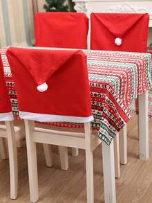 1pc Christmas Non-Woven Fabric Chair Cover, Home Decor Santa Claus Doll Chair Slipcover, Suitable For Hotel, Mall, Home, Living Room, Christmas Holiday Decoration