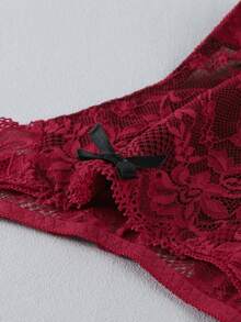 1 Set Lace Sexy Push-Up Bra, Anti-Sagging - Red - View 7