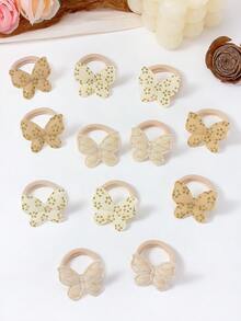 10 dây buộc tóc hình bướm vải màu be dễ thương cho bé gái, dây buộc tóc lấp lánh vàng thanh lịch, dây buộc tóc có độ đàn hồi cao, phụ kiện tóc công chúa cho tiệc tùng và mặc hàng ngày - Nhiều màu - Xem 7