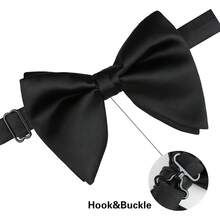 Oversize Velvet Pre-Tied Bow Tie For Men Solid Color Formal Tuxedo Accessory Adjustable Fit - 056-maroon(velvet) - View 5