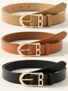 3pcs Fashion Viral Gold U-Buckle Waist Belt For Women, Suitable For Various Festivals, Parties, Casual & Entertainment Occasions